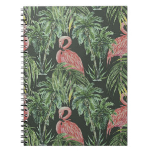 Roze flamingo's, tropisch patroon. notitieboek