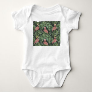Roze flamingo's, tropisch patroon. romper