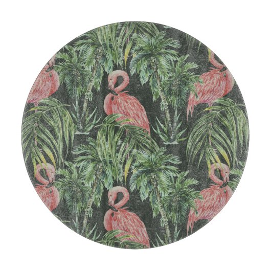 Roze flamingo's, tropisch patroon. snijplank (Voorkant)