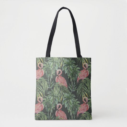 Roze flamingo's, tropisch  patroon. tote bag (Voorkant)