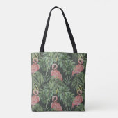 Roze flamingo's, tropisch  patroon. tote bag (Achterkant)