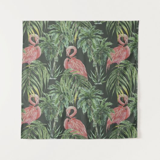 Roze flamingo's, tropisch patroon. wandkleed (Voorkant)