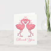 Roze Flamingo's Tropisch Strand Bruiloft Bedankt (Voorkant)
