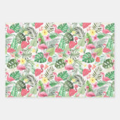 Roze flamingos tropische bladeren inpakpapier vel (Voorkant 3)