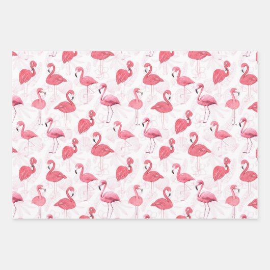 Roze flamingos tropische bladeren inpakpapier vel (Voorkant 2)