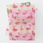 Roze flamingos tropische bladeren inpakpapier vel (In situ)