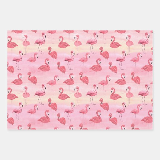 Roze flamingos tropische bladeren inpakpapier vel (Voorkant)