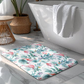 Roze flamingo's tropische bladeren patroon badmat