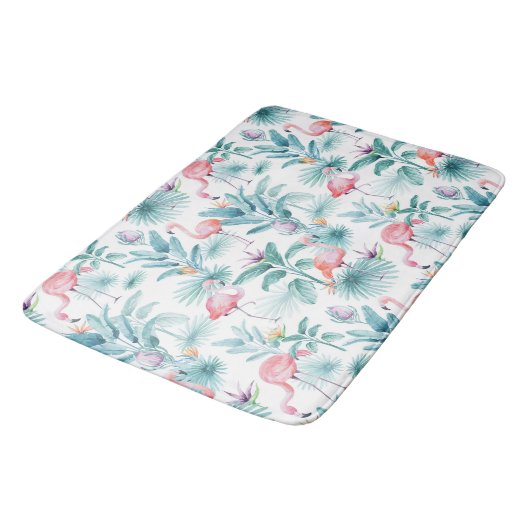 Roze flamingo's tropische bladeren patroon badmat (Gekanteld)