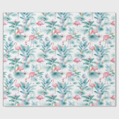 Roze flamingo's tropische bladeren patroon cadeaupapier (Vlak)