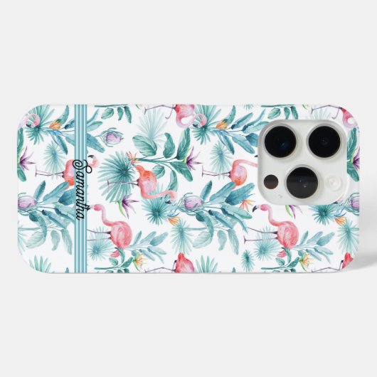 Roze flamingo's tropische bladeren patroon Case-Mate iPhone case (Achterkant (horizontaal))