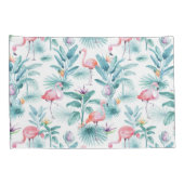 Roze flamingo's tropische bladeren patroon kussensloop (Achterkant-Rechts)