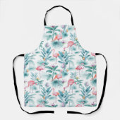 Roze flamingo's tropische bladeren patroon schort (Voorkant)