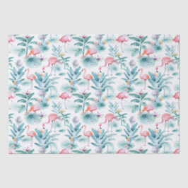 Roze flamingo's tropische bladeren patroon tissuepapier