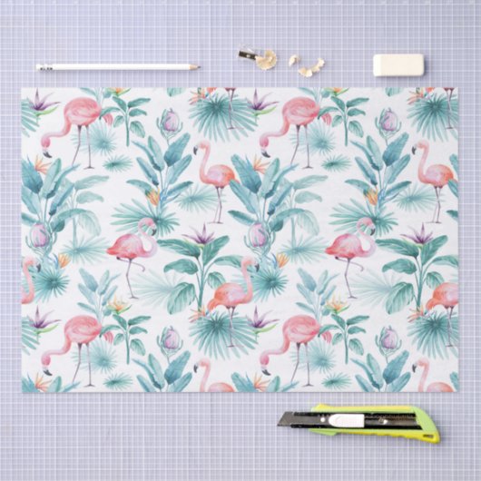 Roze flamingo's tropische bladeren patroon tissuepapier (Craft)
