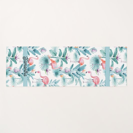 Roze flamingo's tropische bladeren patroon yogamat (Voorkant (horizontaal))