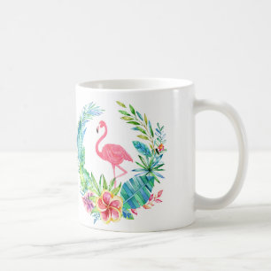 Roze flamingos & Tropische bloemen, geschat Koffiemok