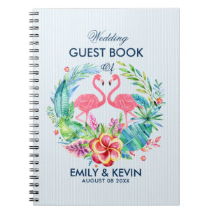 Roze Flamingo's & Tropische Bloemen Krans Notitieboek