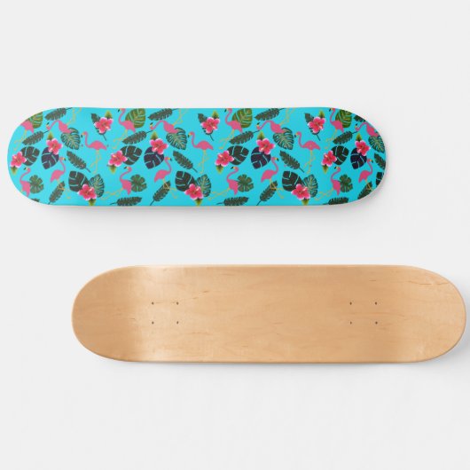 Roze Flamingo's Tropische Bloemen Mooi Persoonlijk Skateboard (Horizontaal)