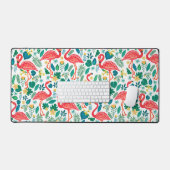 Roze flamingo's tropische bloemen patroon bureaumat (Keyboard & Muis)