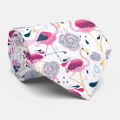 Roze Flamingo's Tropische bloemen patroon Stropdas (Opgerold)