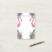 Roze Flamingo's Tropische Bloemen Post-it® Notes (Op bureau)