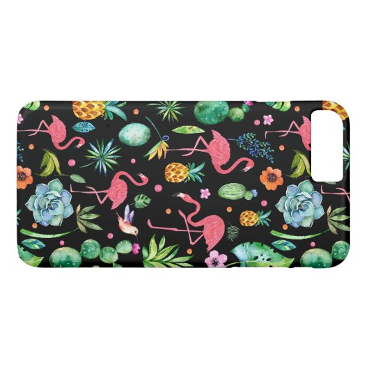 Roze Flamingo's & Tropische Bloemen & Sappige GR2 Case-Mate iPhone Case (Achterkant (Horizontaal))