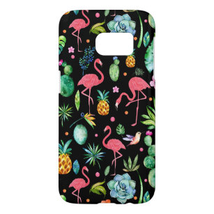 Roze flamingos & tropische bloemen & Succulenten G Samsung Galaxy S7 Hoesje