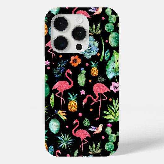 Roze flamingo's, tropische bloemen, vetplanten Case-Mate iPhone case (Achterkant)