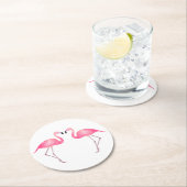 Roze Flamingo's Tropische Bruiloft, Feest, Luau Be Ronde Kartonnen Onderzetter (Insitu)