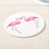 Roze Flamingo's Tropische Bruiloft, Feest, Luau Be Ronde Kartonnen Onderzetter (Gebogen)