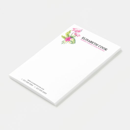 Roze flamingos & Tropische Flowers Bouquet Post-it® Notes (Schuin)