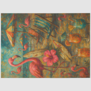 Roze Flamingo's – Tropische Kust Decoupage Tissuepapier