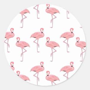 Roze Flamingo's Tropische Kust Strand Thema Ronde Sticker