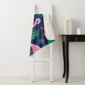 Roze flamingo's, tropische palmen, handgetekende n sherpa deken (In situ)