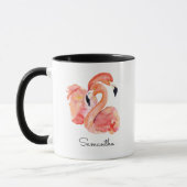 Roze Flamingo's Tropische Vogels met Jouw naam Mok (Links)