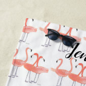 Roze flamingos Tropische vogelsoorten waterverf Strandlaken (In situ)