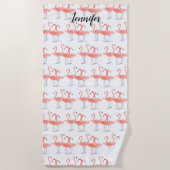 Roze flamingos Tropische vogelsoorten waterverf Strandlaken (Voorkant)