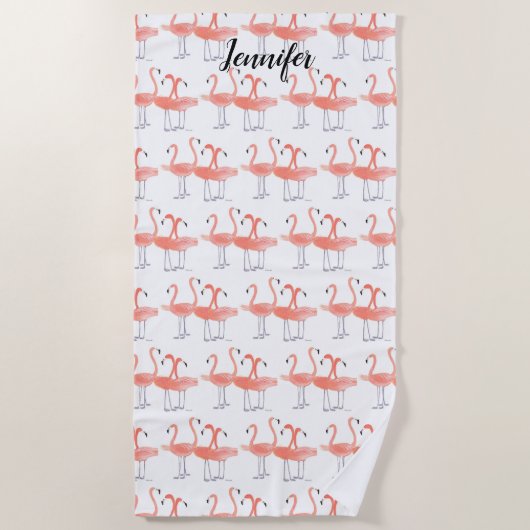 Roze flamingos Tropische vogelsoorten waterverf Strandlaken (Voorkant)