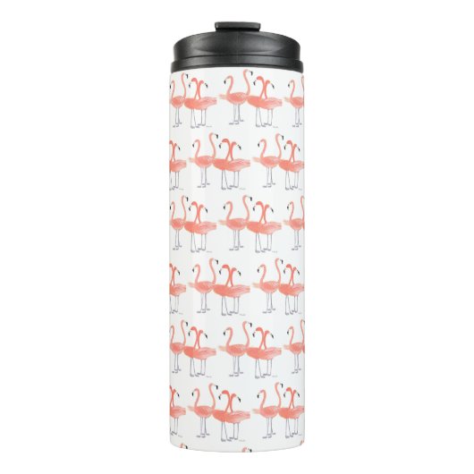 Roze flamingos Tropische vogelsoorten waterverf Thermosbeker (Voorkant)