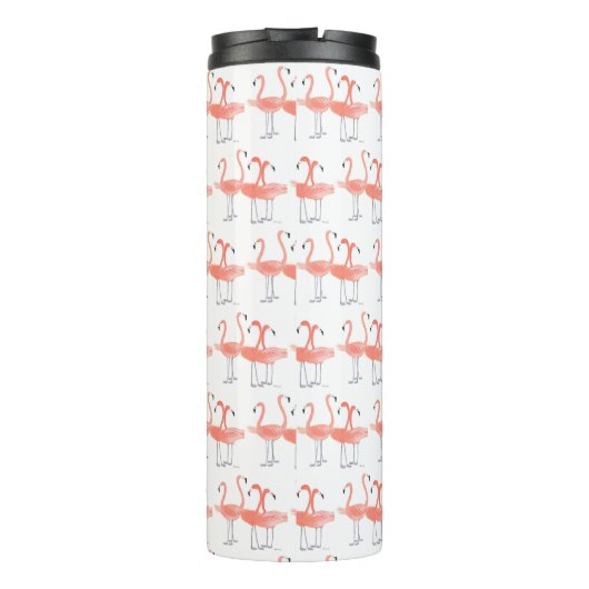 Roze flamingos Tropische vogelsoorten waterverf Thermosbeker (Achterkant)