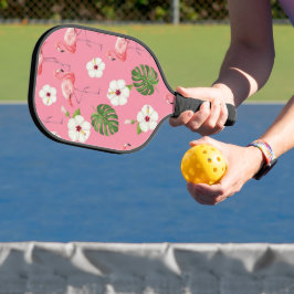 ROZE FLAMINGO'S TROPISCHE WITTE HIBISCUS PICKLEBALL PADDLE