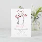 Roze Flamingo's Trouw Shower Kaart (Staand voorkant)
