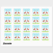 Roze flamingos & Tulip Flower Hartelijk dank Vierkante Sticker (Vel)