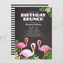 Roze Flamingo's Verjaardag Brunch Krijtbord Kaart