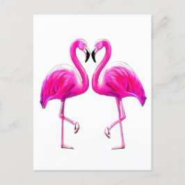 Roze Flamingo's Verliefd  Briefkaart