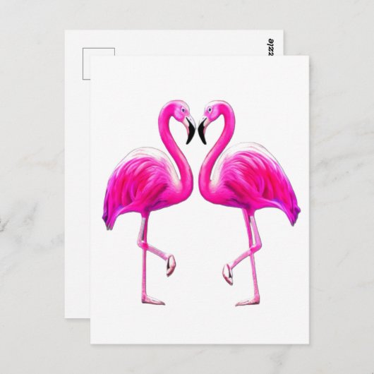 Roze Flamingo's Verliefd  Briefkaart (Voorkant / Achterkant)