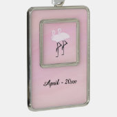Roze Flamingo's Verzilverd Omlijst Ornament (Rechts)