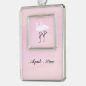 Roze Flamingo's Verzilverd Omlijst Ornament (Links)