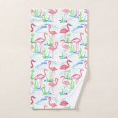 Roze flamingo's vijver vogels bad handdoek (Handdoek)